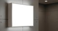 Blank Illuminated Square Lightbox on Concrete Wall Mockup Royalty Free Stock Photo