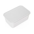 A blank image of a butter tub lid isolated on a white background