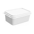 A blank image of a butter tub lid isolated on a white background