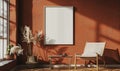 A blank image frame mockup on a terracotta wall Royalty Free Stock Photo