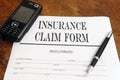 Blank insurance claim form Royalty Free Stock Photo