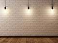 Blank interior wall light space exhibition room floor lamp illustration design white stage background brick Royalty Free Stock Photo