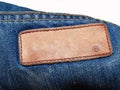 Blank jeans leather label on jean fabric Royalty Free Stock Photo