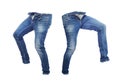 Blank jeans pants leftside and rightside Royalty Free Stock Photo