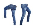 Blank jeans pants leftside and rightside Royalty Free Stock Photo