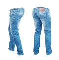 Blank jeans pants leftside and rightside Royalty Free Stock Photo