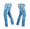Blank jeans pants leftside and rightside Royalty Free Stock Photo