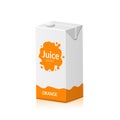 Blank juice carton branding box. Juice or milk cardboard package. Drink small box illustration
