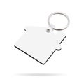 Blank key ring isolated on white background. Key chain for your design. Clipping paths object. House shape