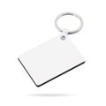 Blank key ring isolated on white background. Key chain for your design. Clipping paths object. square shape