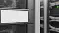 Blank Label on Server Rack in Data Center with Copy Space Royalty Free Stock Photo