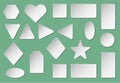 Set of vector white blank paper labels, stickers, sticky paper tags, sign shapes and shields