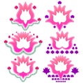 Set of 6 blank labels. Lotus shape stickers. Beautiful floral label collection. Hand drawn lotus frames. Gift tag product label. Royalty Free Stock Photo