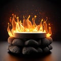 blank lavastone podium with fire splash decoration background.generative AI Royalty Free Stock Photo