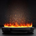 blank lavastone podium with fire splash decoration background.generative AI Royalty Free Stock Photo