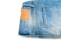 Blank leather label and back pocket denim jeans Royalty Free Stock Photo