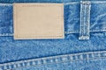 Blank leather label on jeans Royalty Free Stock Photo