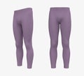 Blank leggings mockup, front and side views. Sweatpants, 3d illustration