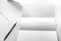 blank of letter paper and white envelope with pen Royalty Free Stock Photo