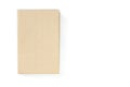 Blank light beige tissular book cover, front side view. Empty hardcover mock up, isolated on white background. Royalty Free Stock Photo