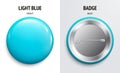 Blank light blue glossy badge or button.