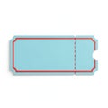 Blank light blue ticket with red border isolated on white background Royalty Free Stock Photo