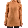 Blank light brown pullover mock up isolated. Female wear plain hoodie mockup. Plain hoody logo design presentation. Royalty Free Stock Photo