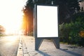 Blank lightbox on the city streets. Horizontal Royalty Free Stock Photo