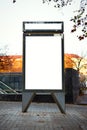 Blank lightbox on the city streets. Vertical Royalty Free Stock Photo