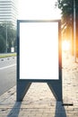 Blank lightbox on the city streets. Vertical Royalty Free Stock Photo