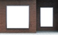 Blank lightboxes or street LCD panels on brown brick wall