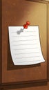 Blank Lined Note with Red Pushpin on Textured Brown Bulletin Board Mockup Royalty Free Stock Photo