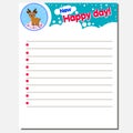 Blank lined notebook paper sheet. Text New Happy Day