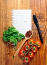 Blank lined paper with cooking ingredients