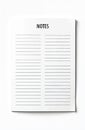 Blank lined paper sheet titled NOTES. Use for reminders, planning tasks, or journaling ideas. Add your own text or drawings on Royalty Free Stock Photo