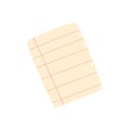 Blank lined sheet of paper from school copybook. Empty torn off piece of notepad with margins. Detached A5 page from