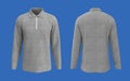 Blank long sleeve collared shirt mockup with half zip,