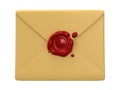 Blank mail envelope with red wax seal over white Royalty Free Stock Photo