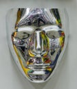 Blank Male Chrome Mask Isolated Against Gray Background