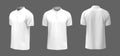 Blank mandarin collar t-shirt mockup in front, side and back views Royalty Free Stock Photo
