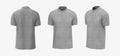 Blank mandarin collar t-shirt mockup in front, side and back views Royalty Free Stock Photo