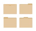 Blank manila file jackets with various cut tabs vector mockup set