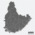 Blank map Agder County of Norway. High quality map Agder County on transparent background Royalty Free Stock Photo