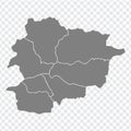 Blank map of Andorra. High quality map Parishes of Andorra on transparent background for your web site design, logo, app, UI. Ve