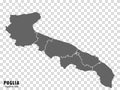 Blank map Apulia of Italy. High quality map Region Apulia with municipalities on transparent background