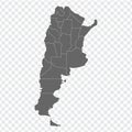 Blank map of Argentina. High quality map Argentina with provinces on transparent background Royalty Free Stock Photo