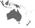 Blank map Australia and New Zealand. Detailed map of Australia with States and territories and all Regions of New Zealand.