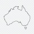 Blank Map of Australia. Thin line Australia map a transparent background.