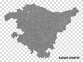 Blank map Basque Country of Spain. High quality map Comarcas of Spain on transparent background