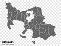 Blank map Batangas of Philippines. High quality map Province of Batangas with districts on transparent background